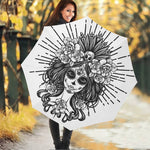 Black And White Calavera Girl Print Foldable Umbrella