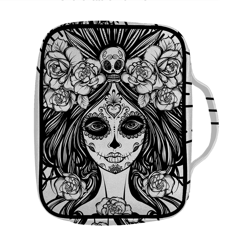 Black And White Calavera Girl Print Front Pocket Bible Bag