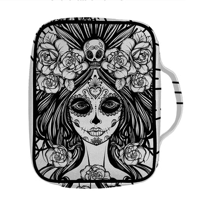 Black And White Calavera Girl Print Front Pocket Bible Bag