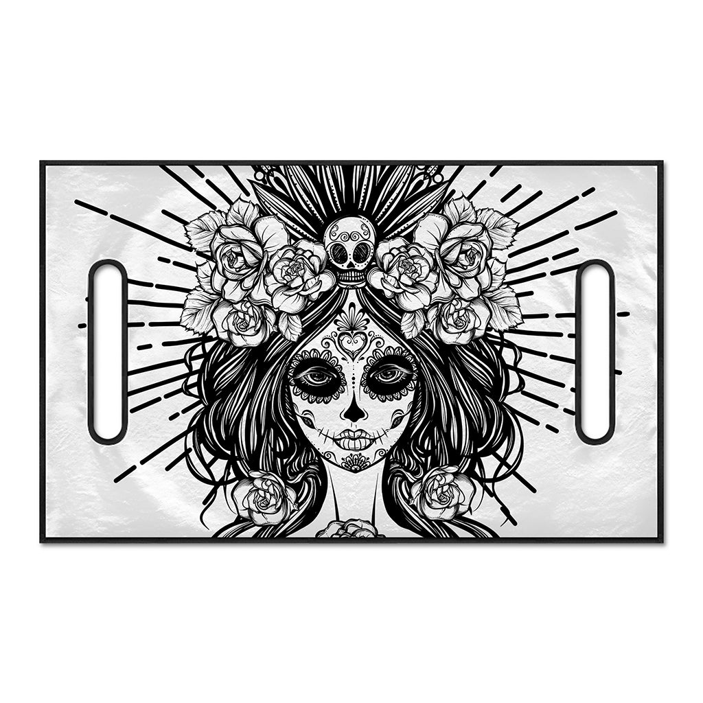 Black And White Calavera Girl Print Golf Cart Seat Cover