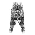Black And White Calavera Girl Print Hammer Pants