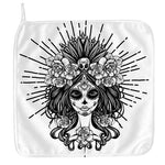 Black And White Calavera Girl Print Hand Towel