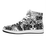 Black And White Calavera Girl Print High Top Leather Sneakers