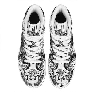 Black And White Calavera Girl Print High Top Leather Sneakers