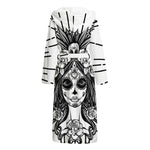 Black And White Calavera Girl Print Hooded Bathrobe