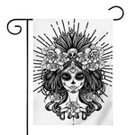 Black And White Calavera Girl Print House Flag