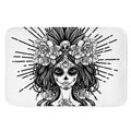 Black And White Calavera Girl Print Indoor Door Mat