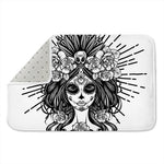 Black And White Calavera Girl Print Indoor Door Mat