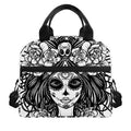 Black And White Calavera Girl Print Insulated Lunch Bag