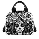 Black And White Calavera Girl Print Insulated Lunch Bag