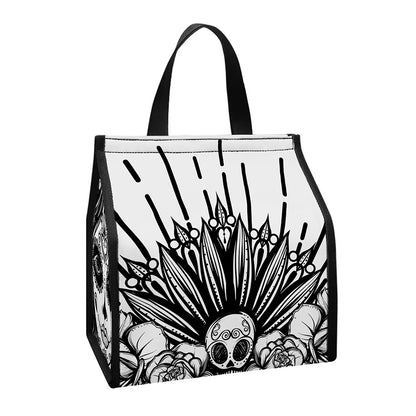 Black And White Calavera Girl Print Insulated Lunch Tote