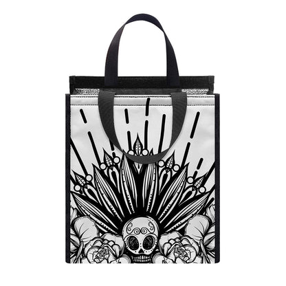 Black And White Calavera Girl Print Insulated Lunch Tote
