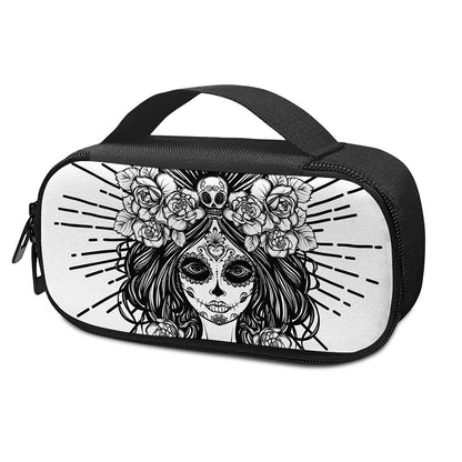Black And White Calavera Girl Print Insulin Cooler Travel Case