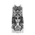 Black And White Calavera Girl Print Jersey Midi Cami Dress