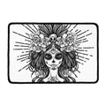 Black And White Calavera Girl Print Kitchen Mat