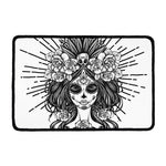 Black And White Calavera Girl Print Kitchen Mat