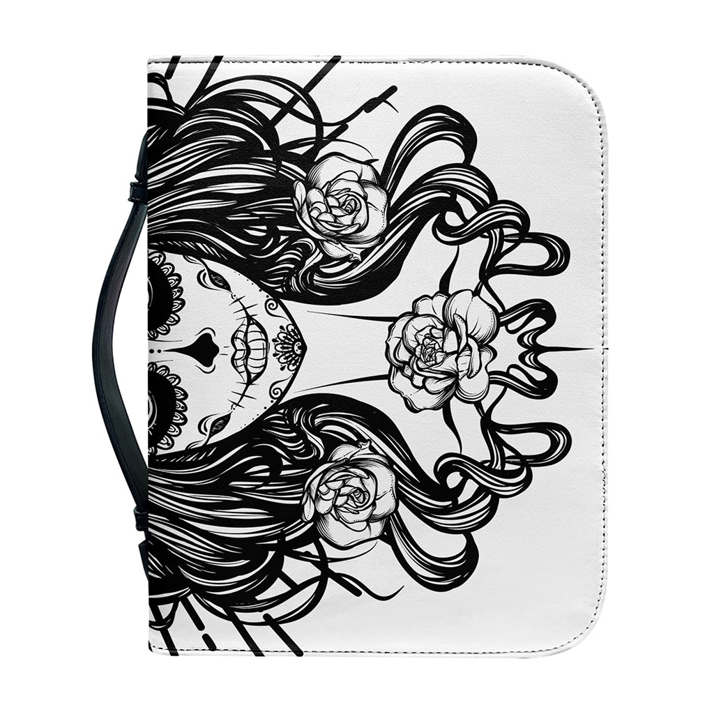 Black And White Calavera Girl Print Leather Bible Cover