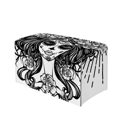Black And White Calavera Girl Print Leather Tissue Box Cover