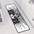 Black And White Calavera Girl Print Long Kitchen Mat