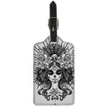 Black And White Calavera Girl Print Luggage Tag