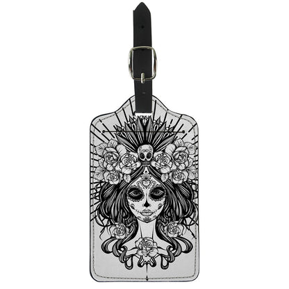 Black And White Calavera Girl Print Luggage Tag
