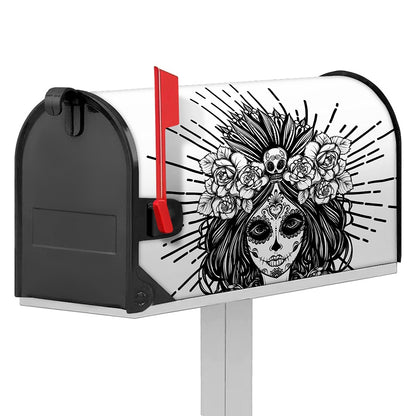 Black And White Calavera Girl Print Mailbox Cover