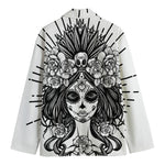 Black And White Calavera Girl Print Men's Blazer