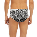 Black And White Calavera Girl Print Men's Briefs