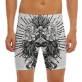 Black And White Calavera Girl Print Men's Long Boxer Briefs