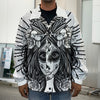 Black And White Calavera Girl Print Men's Shirt Jacket