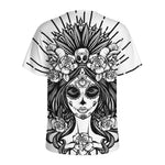 Black And White Calavera Girl Print Men's Sports T-Shirt