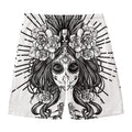 Black And White Calavera Girl Print Men's Swim Trunks
