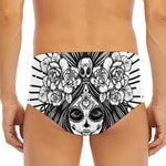 Black And White Calavera Girl Print Men's Triangle Swim Briefs