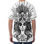 Black And White Calavera Girl Print Men's Velvet T-Shirt