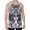 Black And White Calavera Girl Print Men's Velvet Tank Top