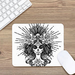 Black And White Calavera Girl Print Mouse Pad