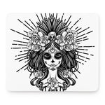 Black And White Calavera Girl Print Mouse Pad