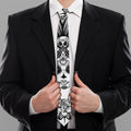 Black And White Calavera Girl Print Necktie