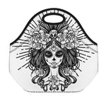 Black And White Calavera Girl Print Neoprene Lunch Bag