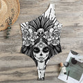Black And White Calavera Girl Print One Shoulder Bodysuit