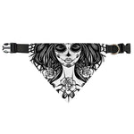 Black And White Calavera Girl Print Over The Collar Dog Bandana