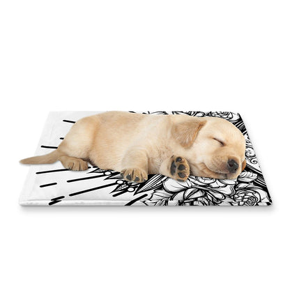 Black And White Calavera Girl Print Pet Cooling Mat Cover