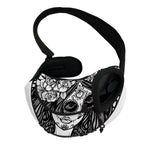 Black And White Calavera Girl Print Pet Sling Carrier