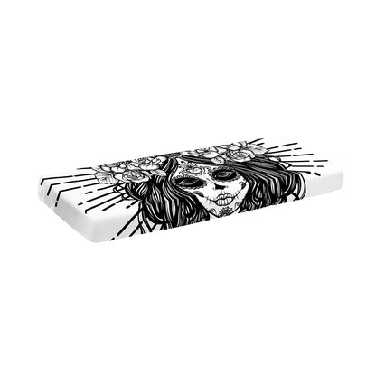 Black And White Calavera Girl Print Piano Keyboard Cover