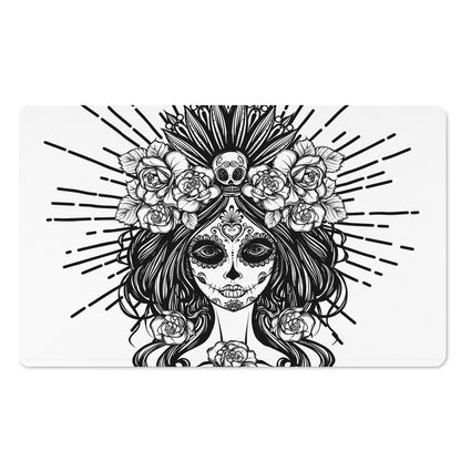 Black And White Calavera Girl Print Polyester Doormat