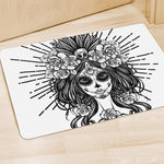 Black And White Calavera Girl Print Polyester Doormat