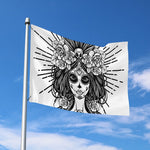 Black And White Calavera Girl Print Polyester Flag