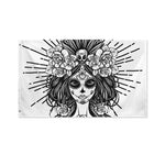 Black And White Calavera Girl Print Polyester Flag