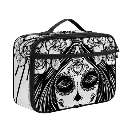 Black And White Calavera Girl Print Portable Lunch Bag