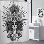 Black And White Calavera Girl Print Premium Shower Curtain
